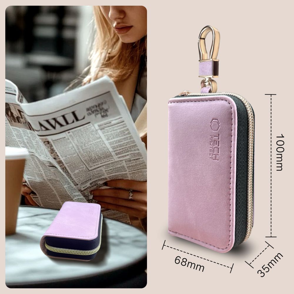 FARADAYA TECH-PROTECT KLR300 TASCHEN SCHLÜSSELLOS RFID SIGNALBLOCKER HÜLLE BABY PINK