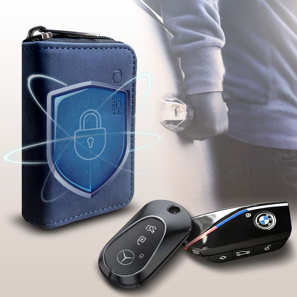 FARADAYA TECH-PROTECT KLR300 TASCHEN SCHLÜSSELLOS RFID SIGNALBLOCKER HÜLLE NAVY BLAU