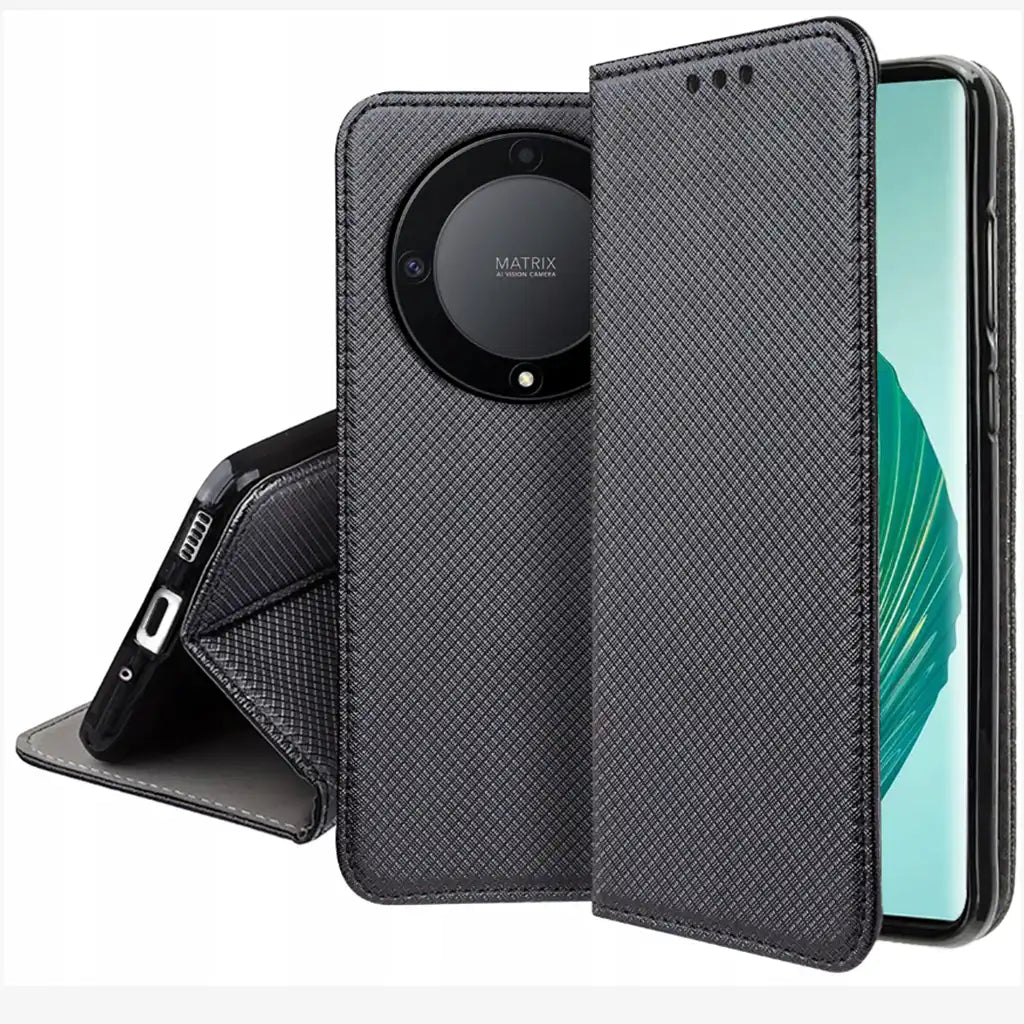 BÜCHERDECKEL FÜR HONOR MAGIC 6 LITE / HONOR X50 5G HEYCASE MAGNETO WALLET SCHWARZ