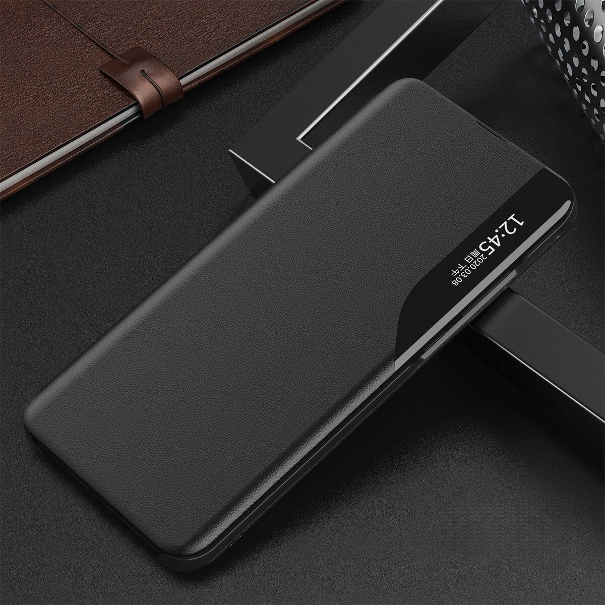 BÜCHERDECKEL FÜR XIAOMI POCO C65 / REDMI 13C HEYCASE SMART VIEW SCHWARZ