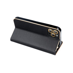 BÜCHERDECKEL FÜR SAMSUNG A35 5G HEYCASE WALLET CARBON GOLD / SCHWARZ