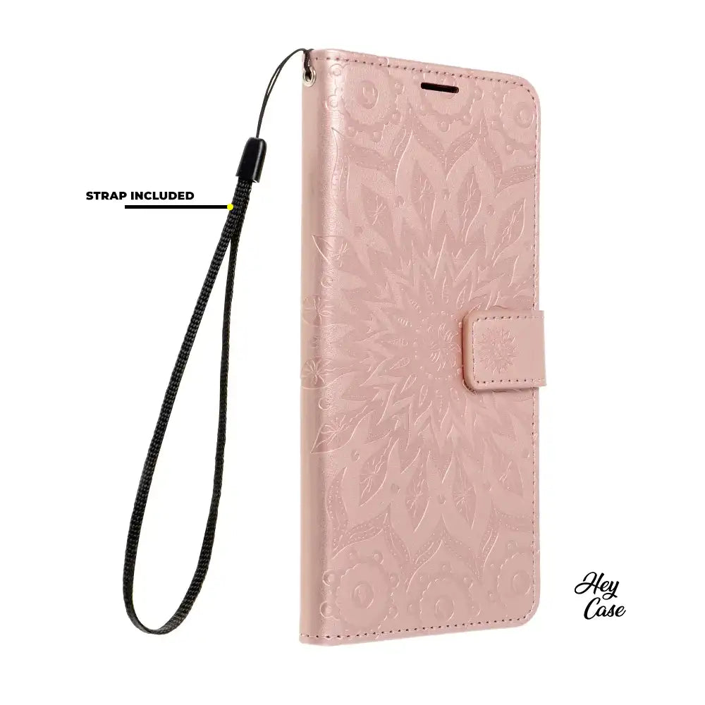 HÜLLE FÜR SAMSUNG GALAXY A15 4G / A15 5G HEYCASE MAGNET WALLET MANDALA ROSEGOLD