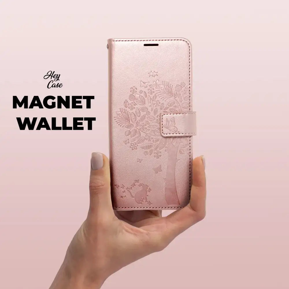 HÜLLE FÜR SAMSUNG GALAXY A55 5G HEYCASE MAGNET WALLET HOLZ ROSE