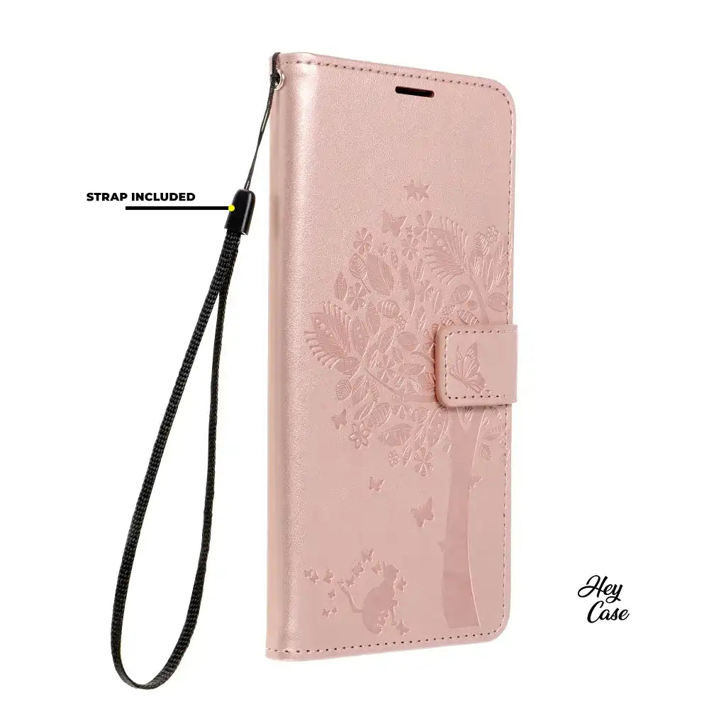 HÜLLE FÜR SAMSUNG GALAXY A55 5G HEYCASE MAGNET WALLET HOLZ ROSE