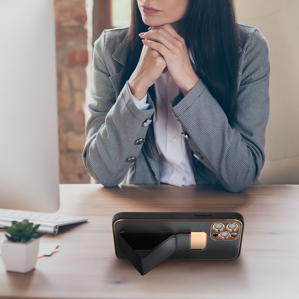HÜLLE FÜR SAMSUNG S24 FE HEYCASE LEDER STAND SCHWARZ