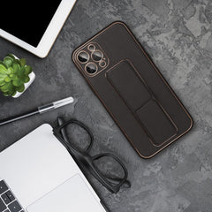 HÜLLE FÜR SAMSUNG S24 FE HEYCASE LEDER STAND SCHWARZ
