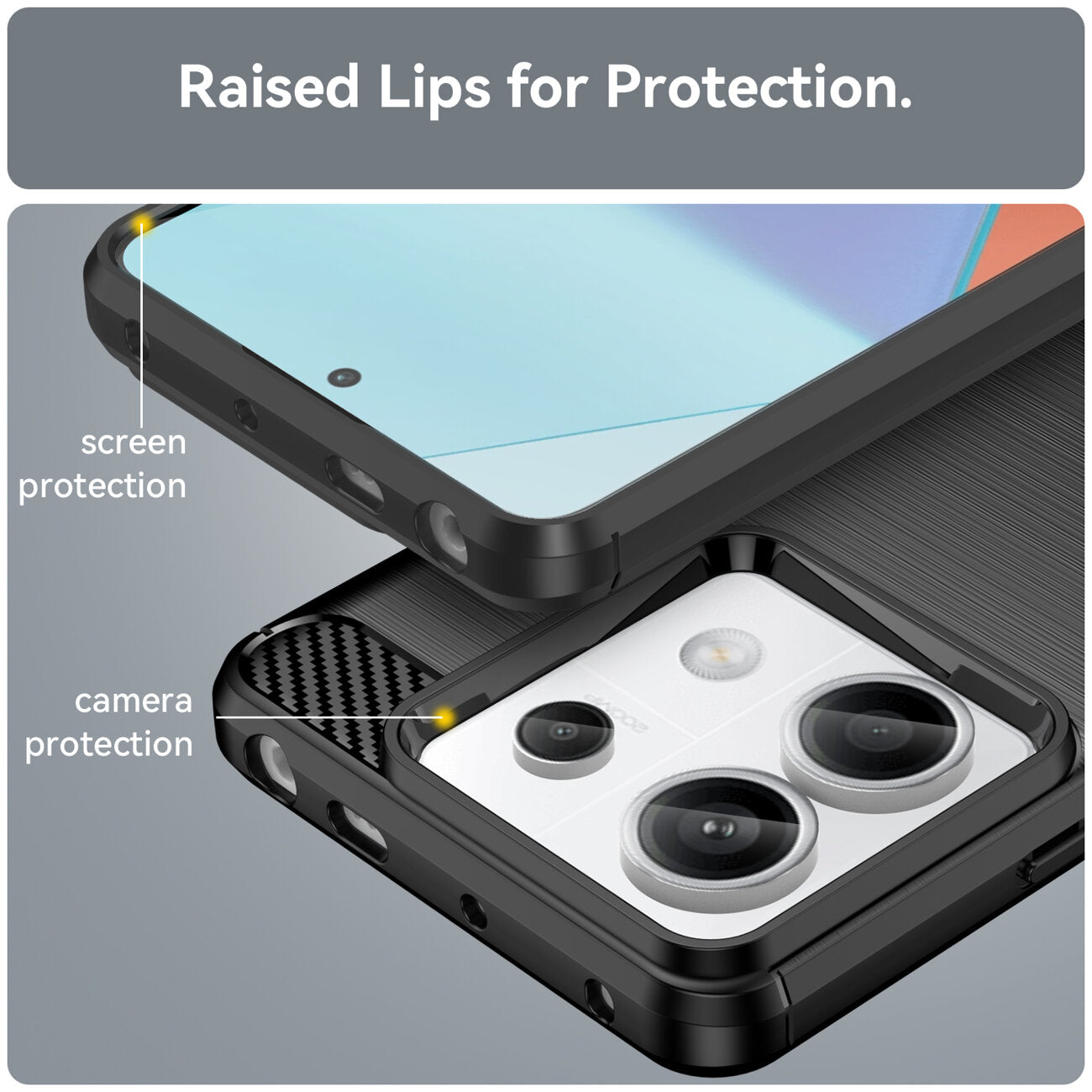 HeyCase Carbon Hülle für Xiaomi Redmi Note 13 Pro Plus Schwarz