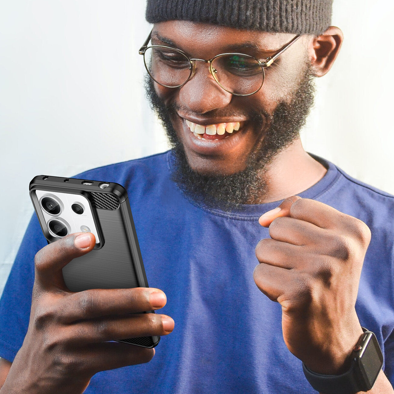 HeyCase Carbon Hülle für Xiaomi Redmi Note 13 Pro Plus Schwarz