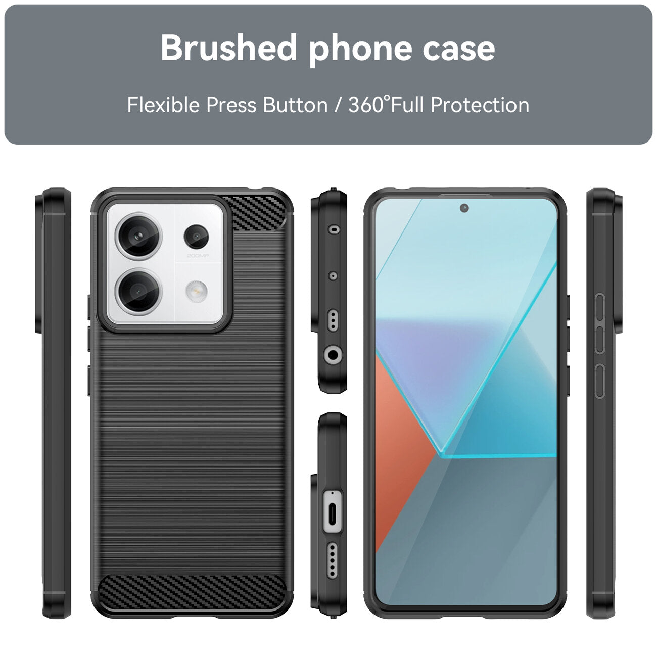 HeyCase Carbon Hülle für Xiaomi Redmi Note 13 Pro Plus Schwarz