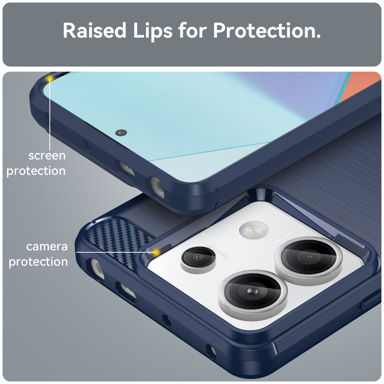 HeyCase Carbon Hülle für Xiaomi Redmi Note 13 Pro 5G Blau