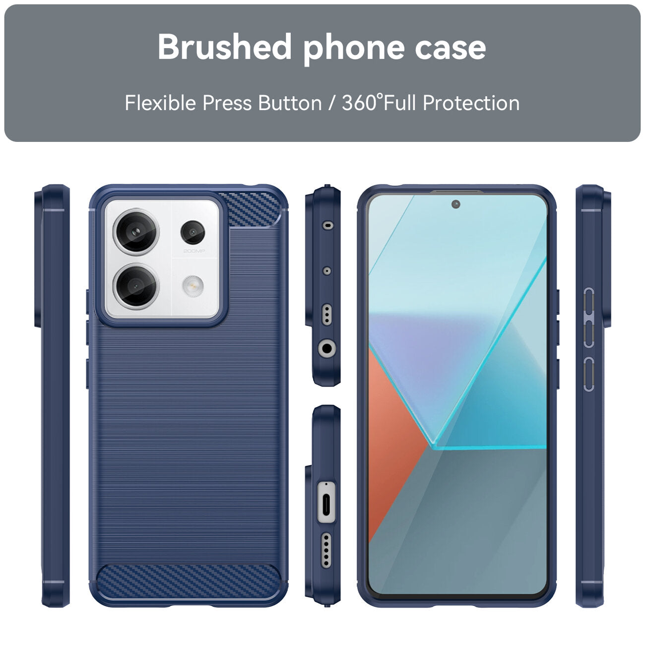 HeyCase Carbon Hülle für Xiaomi Redmi Note 13 Pro 5G Blau
