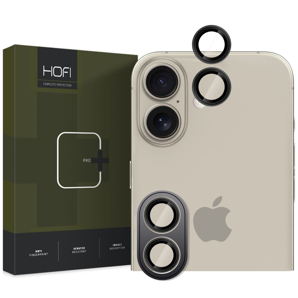 SCHUTZGLAS FÜR DIE KAMERA-LINSE DES IPHONE 16 / 16 PLUS HOFI CAMRING PRO+ SCHWARZ