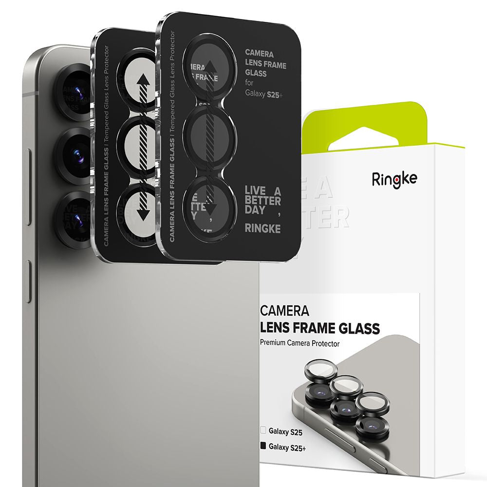SCHUTZGLAS FÜR DIE KAMERA LINSEN RINGKE CAMERA FRAME PROTECTOR 2-PAK GALAXY S25+ PLUS SCHWARZ