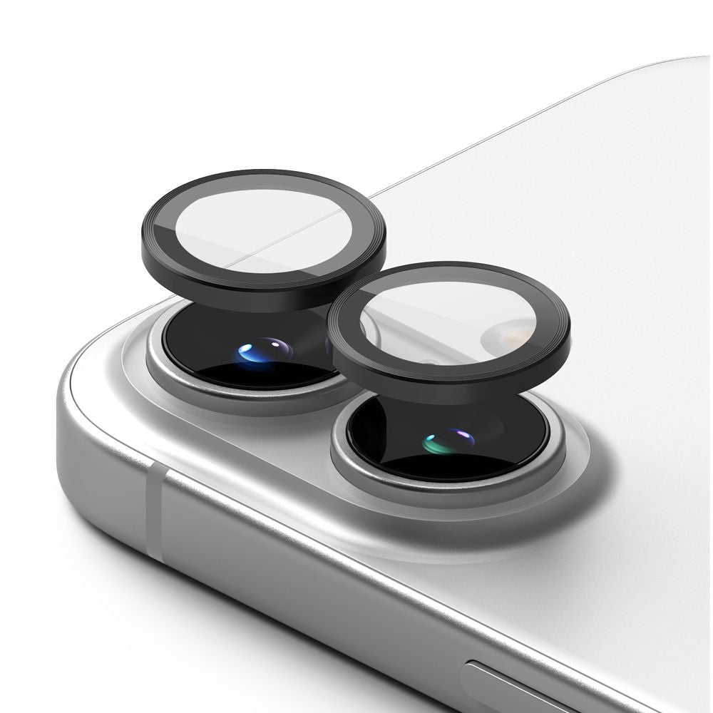 SCHUTZGLAS FÜR DIE KAMERA-LINSE DES IPHONE 16 / 16 PLUS RINGKE KAMERA-RAMMSCHUTZ 2-PAK SCHWARZ