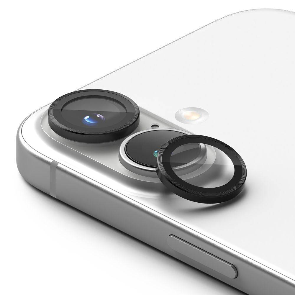 SCHUTZGLAS FÜR DIE KAMERA-LINSE DES IPHONE 16 / 16 PLUS RINGKE KAMERA-RAMMSCHUTZ 2-PAK SCHWARZ