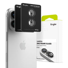 SCHUTZGLAS FÜR DIE KAMERA-LINSE DES IPHONE 16 / 16 PLUS RINGKE KAMERA-RAMMSCHUTZ 2-PAK SCHWARZ