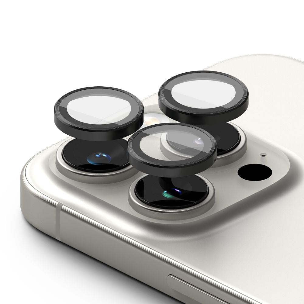 SCHUTZGLAS FÜR DIE KAMERA LINSE FÜR DAS IPHONE 16 PRO MAX RINGKE KAMERA RAHMENSCHUTZ 2-PAK SCHWARZ