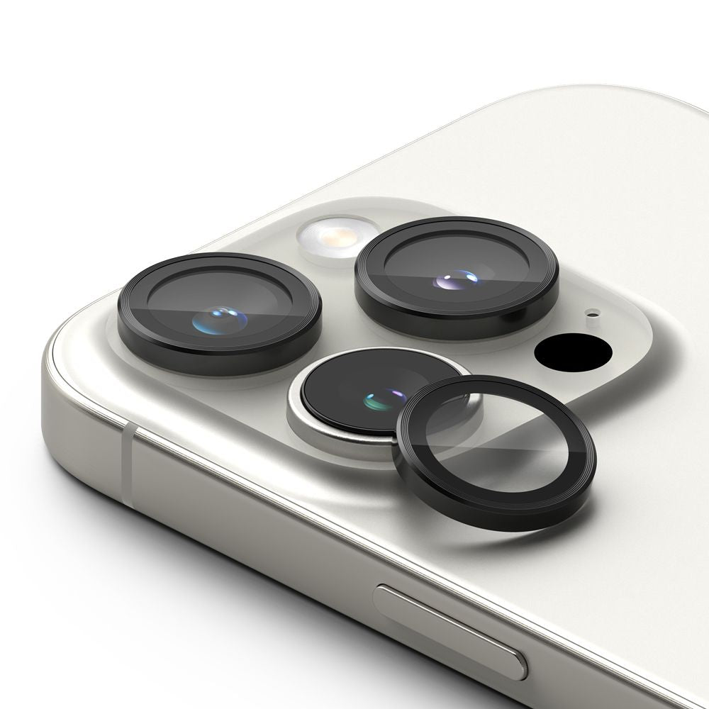 SCHUTZGLAS FÜR DIE KAMERA LINSE FÜR DAS IPHONE 16 PRO MAX RINGKE KAMERA RAHMENSCHUTZ 2-PAK SCHWARZ