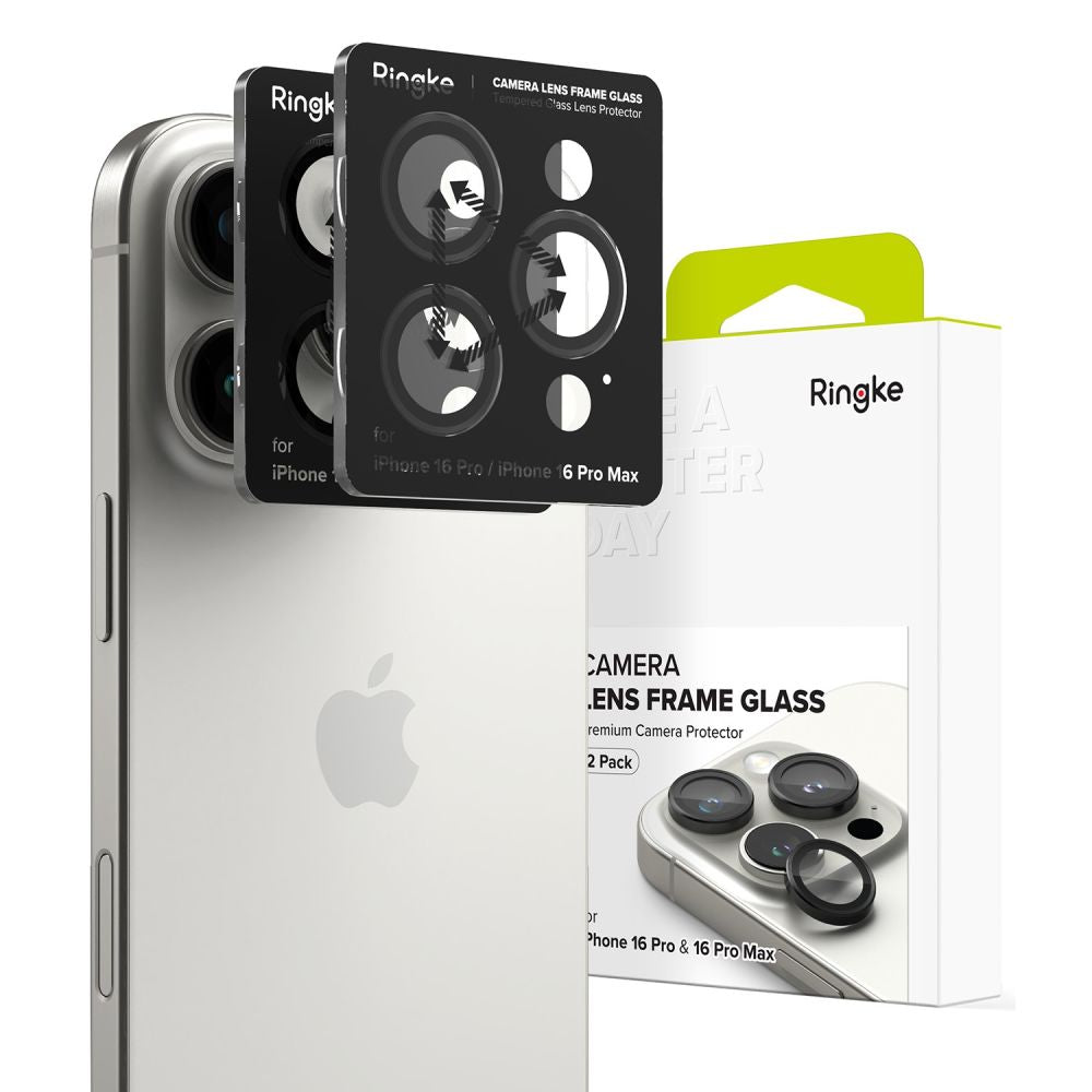 SCHUTZGLAS FÜR DIE KAMERA LINSE FÜR DAS IPHONE 16 PRO MAX RINGKE KAMERA RAHMENSCHUTZ 2-PAK SCHWARZ