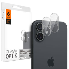SCHUTZGLAS FÜR DIE KAMERA-LINSE SPIGEN OPTIK GLAS.TR KAMERA-SCHUTZ 2-PAKET IPHONE 16 / 16 PLUS KRISTALLKLAR