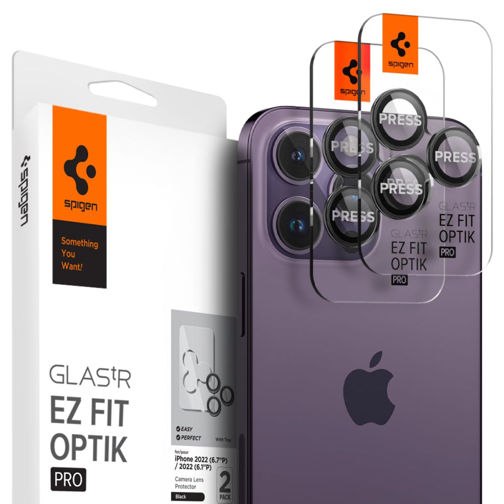 SCHUTZ FÜR DIE KAMERA SPIGEN OPTIK.TR "EZ FIT" KAMERASCHUTZ 2-PAKET IPHONE 14 PRO / 14 PRO MAX SCHWARZ