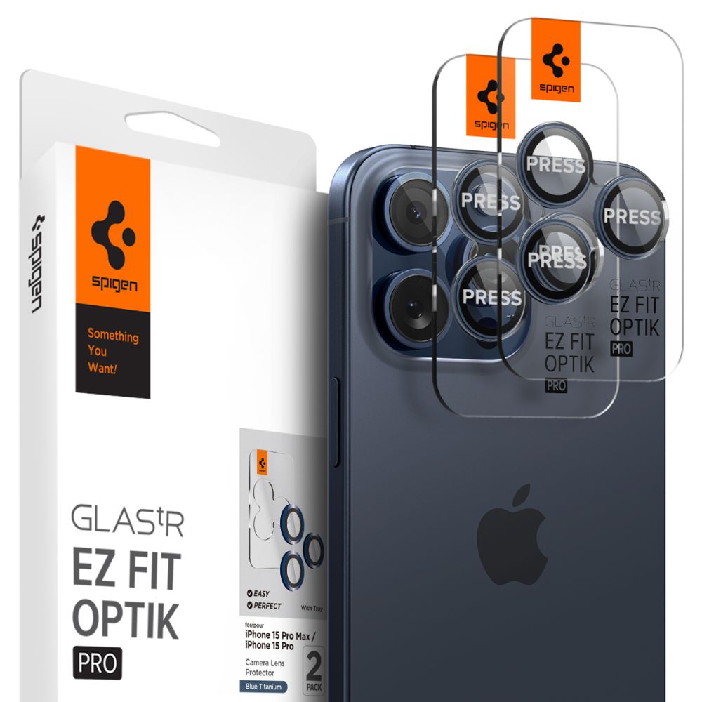 SCHUTZ FÜR DIE KAMERA SPIGEN OPTIK.TR "EZ FIT" KAMERASCHUTZ 2-PAK IPHONE 14 PRO / PRO MAX / 15 PRO / PRO MAX BLAU TITAN