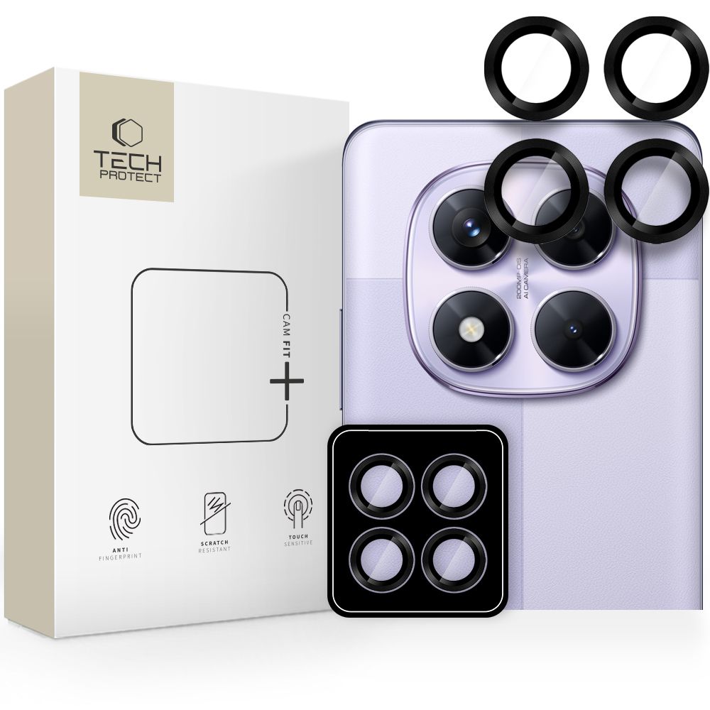 SCHUTZGLAS FÜR DIE KAMERA-LINSEN TECH PROTECT CAMRING PRO+ XIAOMI REDMI NOTE 14 PRO 5G / POCO X7 5G SCHWARZ