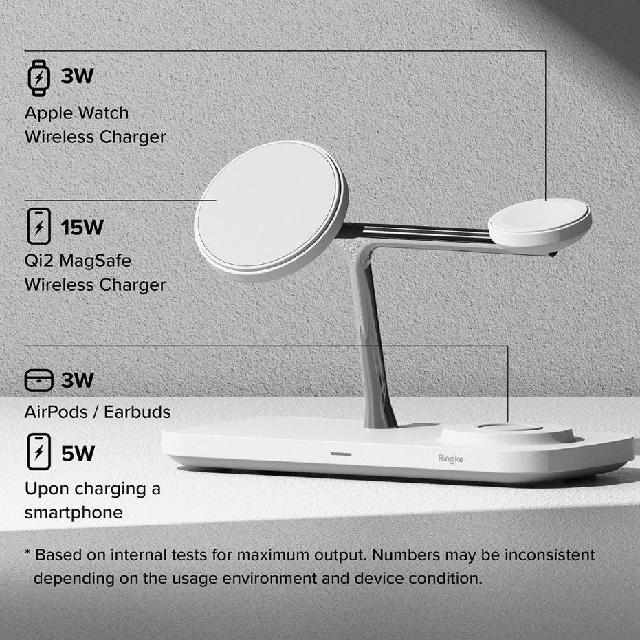 RINGKE 3IN1 QI2 MAGNETISCHER MAGSAFE WIRELESS CHARGER WEISS
