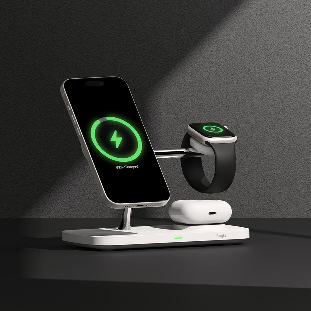 RINGKE 3IN1 QI2 MAGNETISCHER MAGSAFE WIRELESS CHARGER WEISS