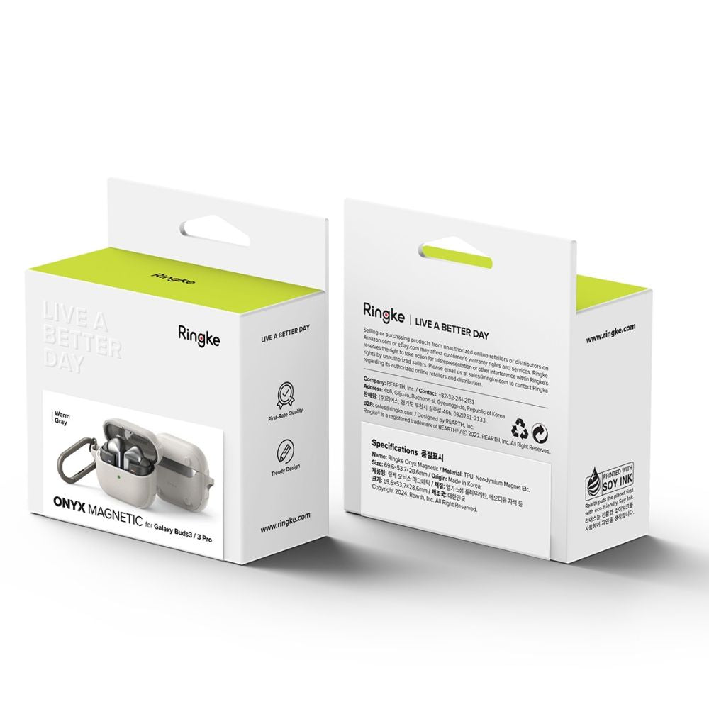 HÜLLE FÜR SAMSUNG GALAXY BUDS 3 / 3 PRO RINGKE ONYX MAGNETIC MAGSAFE WARM GRAU