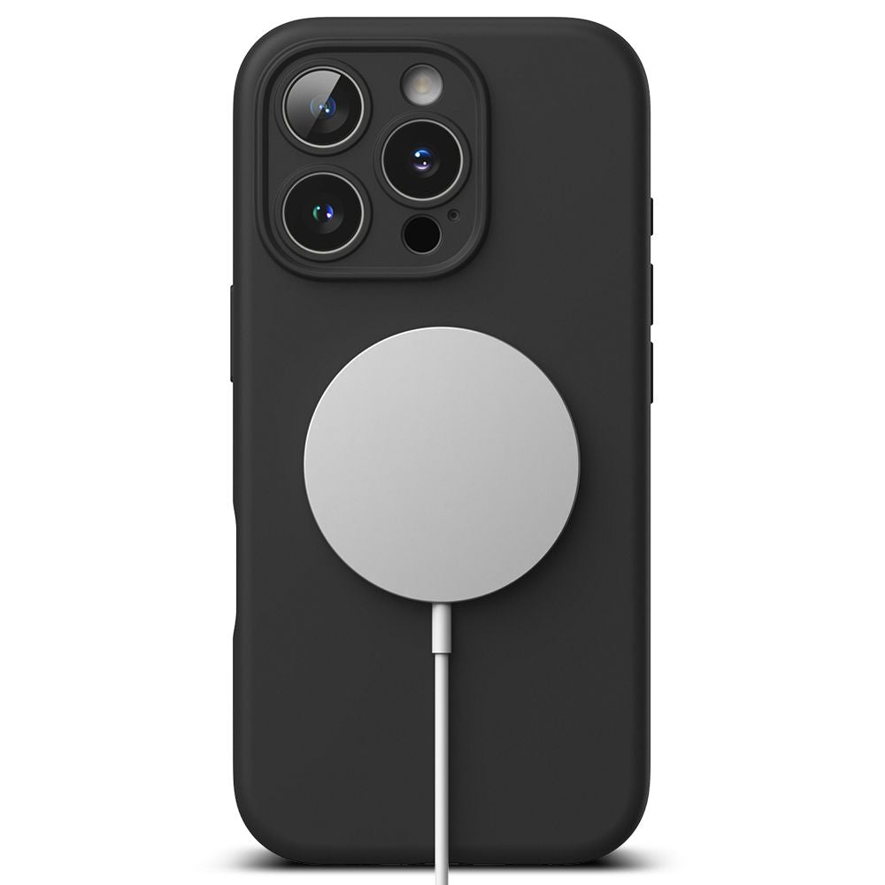 HÜLLE FÜR IPHONE 16 PRO MAX RINGKE SILIKON MAGNETISCH MAGSAFE SCHWARZ