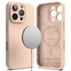 HÜLLE FÜR IPHONE 16 PRO MAX RINGKE SILIKON MAGNETISCH MAGSAFE PINKER SAND