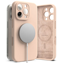 HÜLLE FÜR IPHONE 16 PRO MAX RINGKE SILIKON MAGNETISCH MAGSAFE PINKER SAND