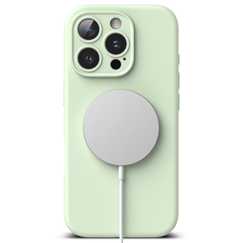 HÜLLE FÜR IPHONE 16 PRO MAX RINGKE SILIKON MAGNETISCH MAGSAFE WEICH MINT
