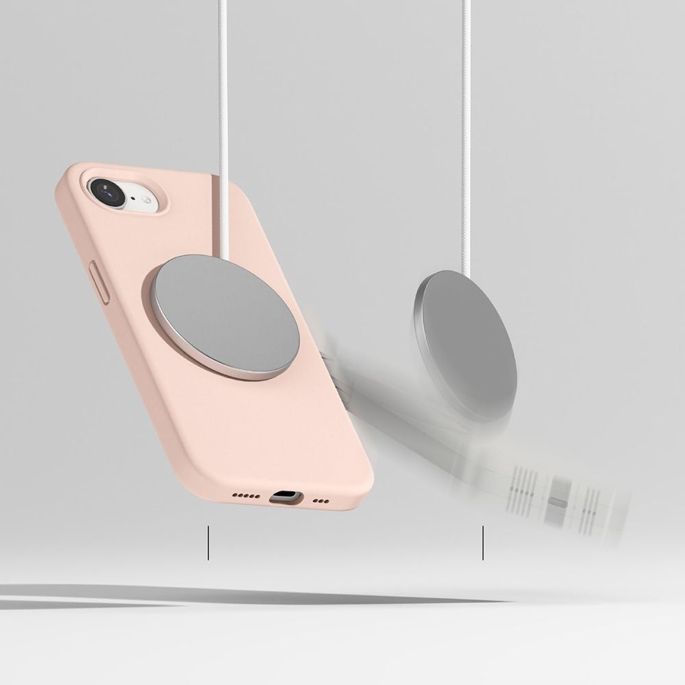 RINGKE SILIKON MAGNETISCH MAGSAFE IPHONE 16E PINKE SAND