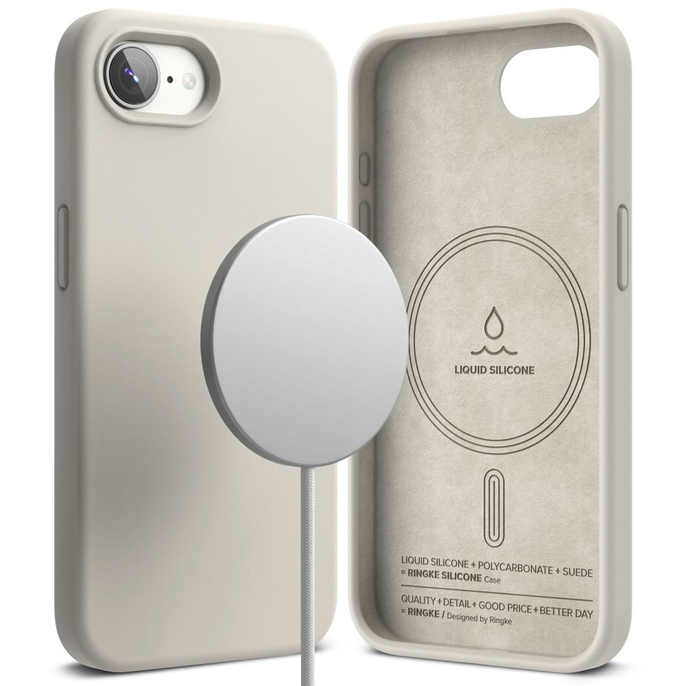 RINGKE SILIKON MAGNETISCH MAGSAFE IPHONE 16E STEIN SCHUTZCASE