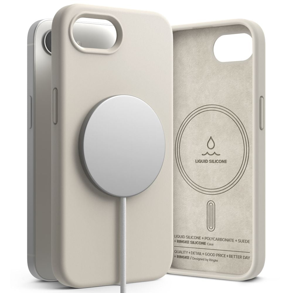 RINGKE SILIKON MAGNETISCH MAGSAFE IPHONE 16E STEIN SCHUTZCASE