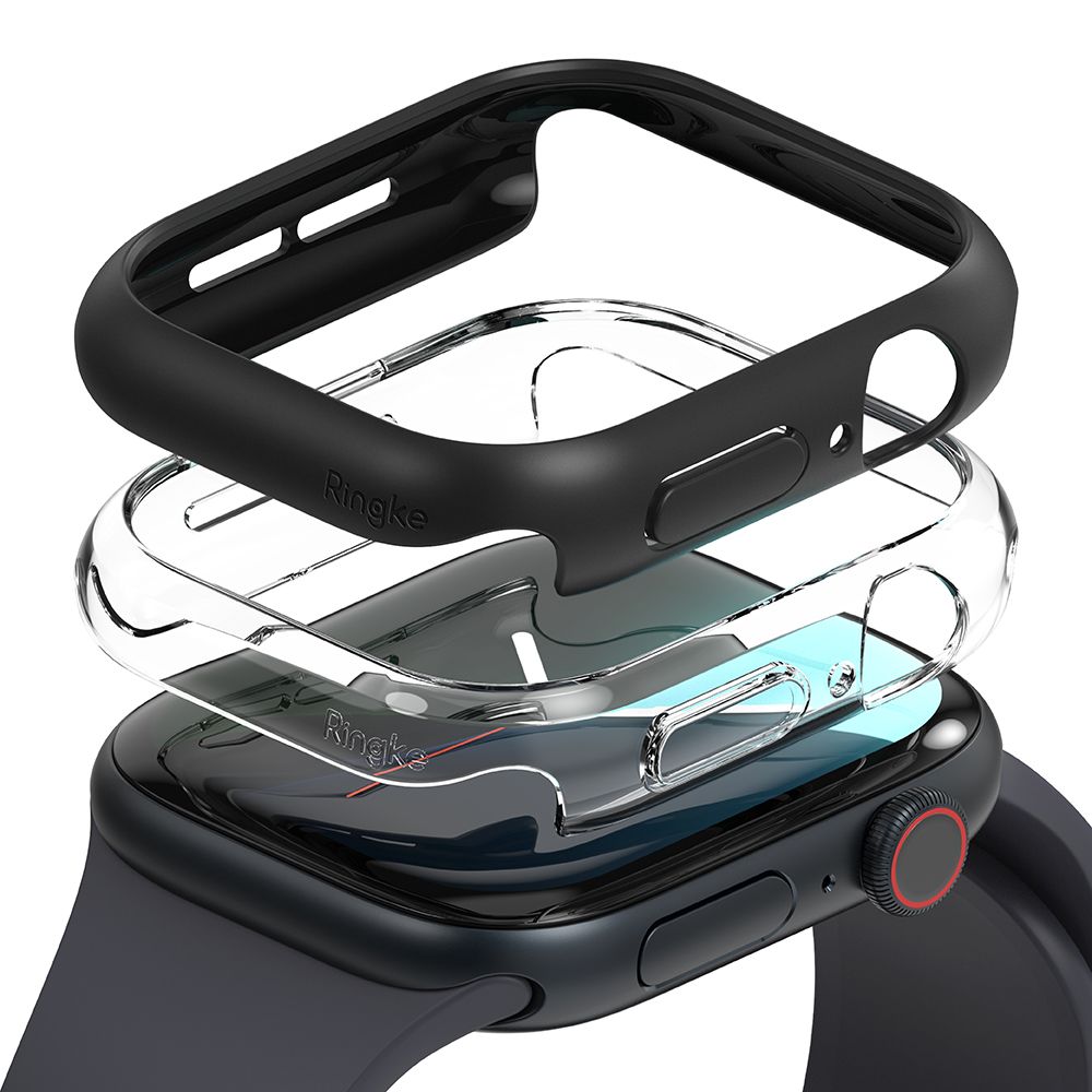 RINGKE SLIM 2-PACK HÜLLE FÜR APPLE WATCH 10 (42 MM) KLAR & MATTE SCHWARZ