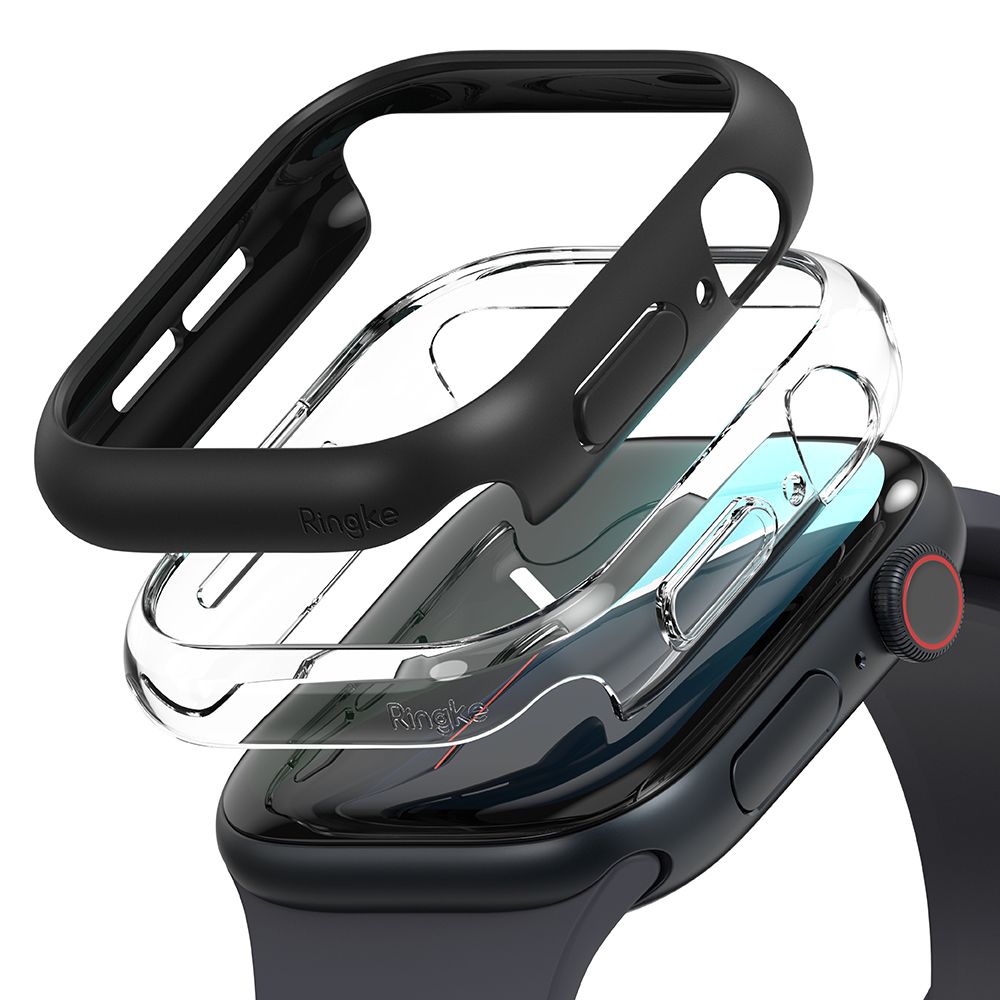 RINGKE SLIM 2-PACK HÜLLE FÜR APPLE WATCH 10 (46 MM) KLAR & MATTE SCHWARZ