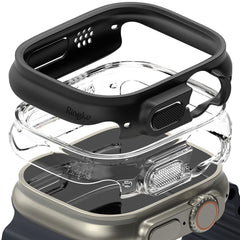 2X SCHUTZHÜLLE FÜR APPLE WATCH ULTRA 49 MM RINGKE SLIM 2-PAK CLEAR & MATTE BLACK