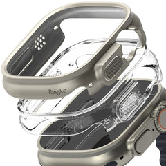 2X SCHUTZHÜLLE FÜR APPLE WATCH ULTRA 49 MM RINGKE SLIM 2-PAK CLEAR & TITAN-GRAU