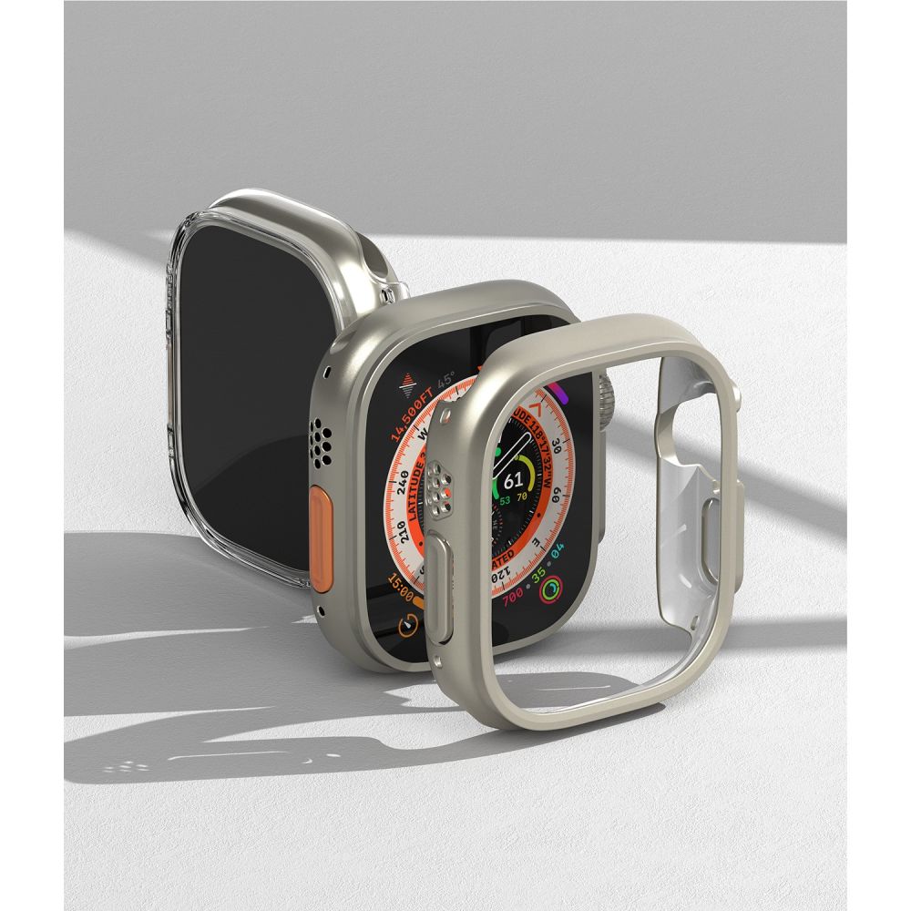 2X SCHUTZHÜLLE FÜR APPLE WATCH ULTRA 49 MM RINGKE SLIM 2-PAK CLEAR & TITAN-GRAU
