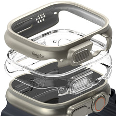 2X SCHUTZHÜLLE FÜR APPLE WATCH ULTRA 49 MM RINGKE SLIM 2-PAK CLEAR & TITAN-GRAU
