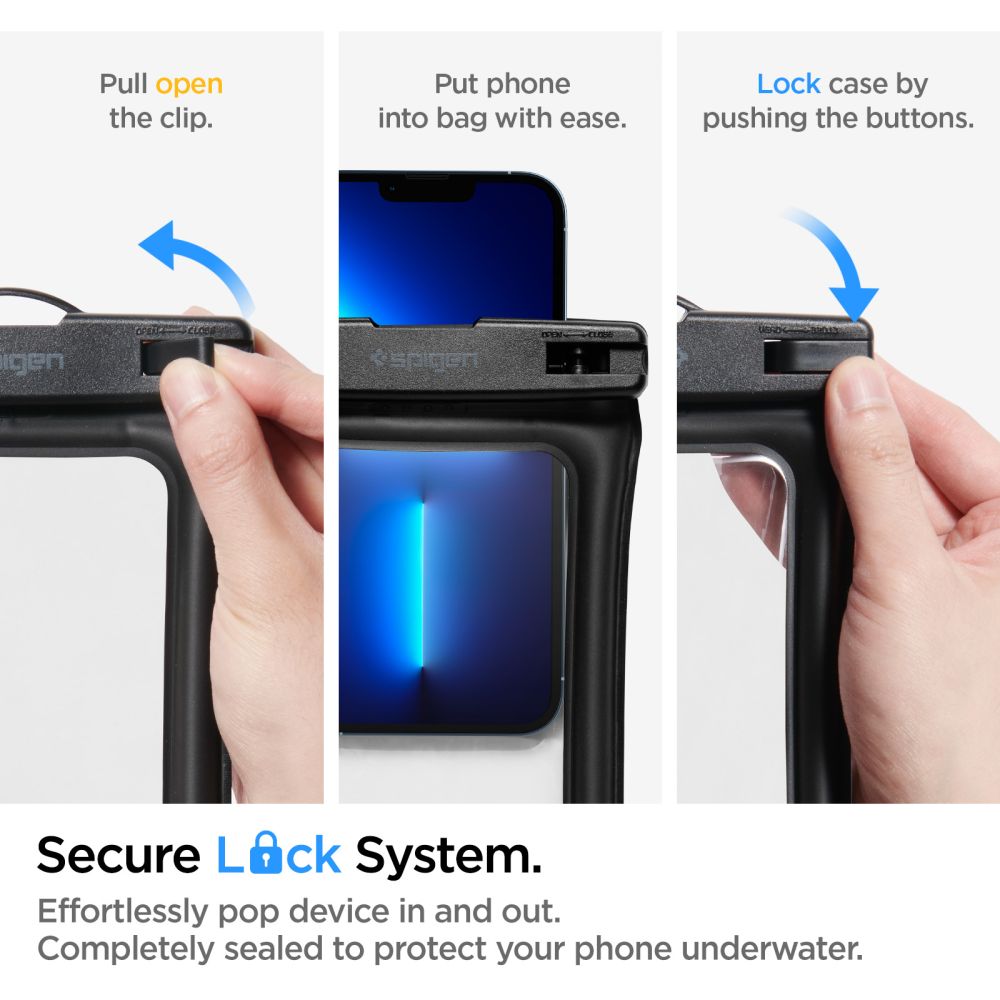 WASSERDICHTE HÜLLE SPIGEN A610 UNIVERSAL WASSERDICHTE SCHWIMMHÜLLE SCHWARZ