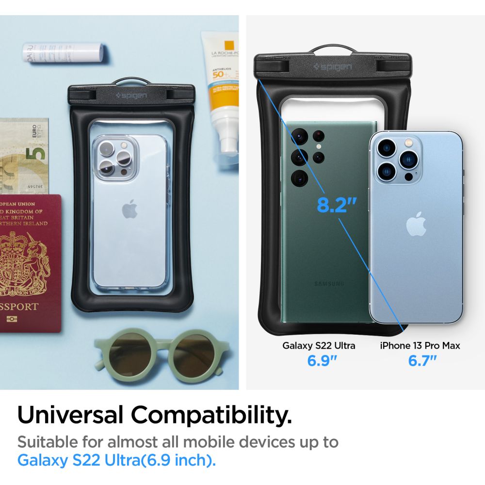 WASSERDICHTE HÜLLE SPIGEN A610 UNIVERSAL WASSERDICHTE SCHWIMMHÜLLE SCHWARZ