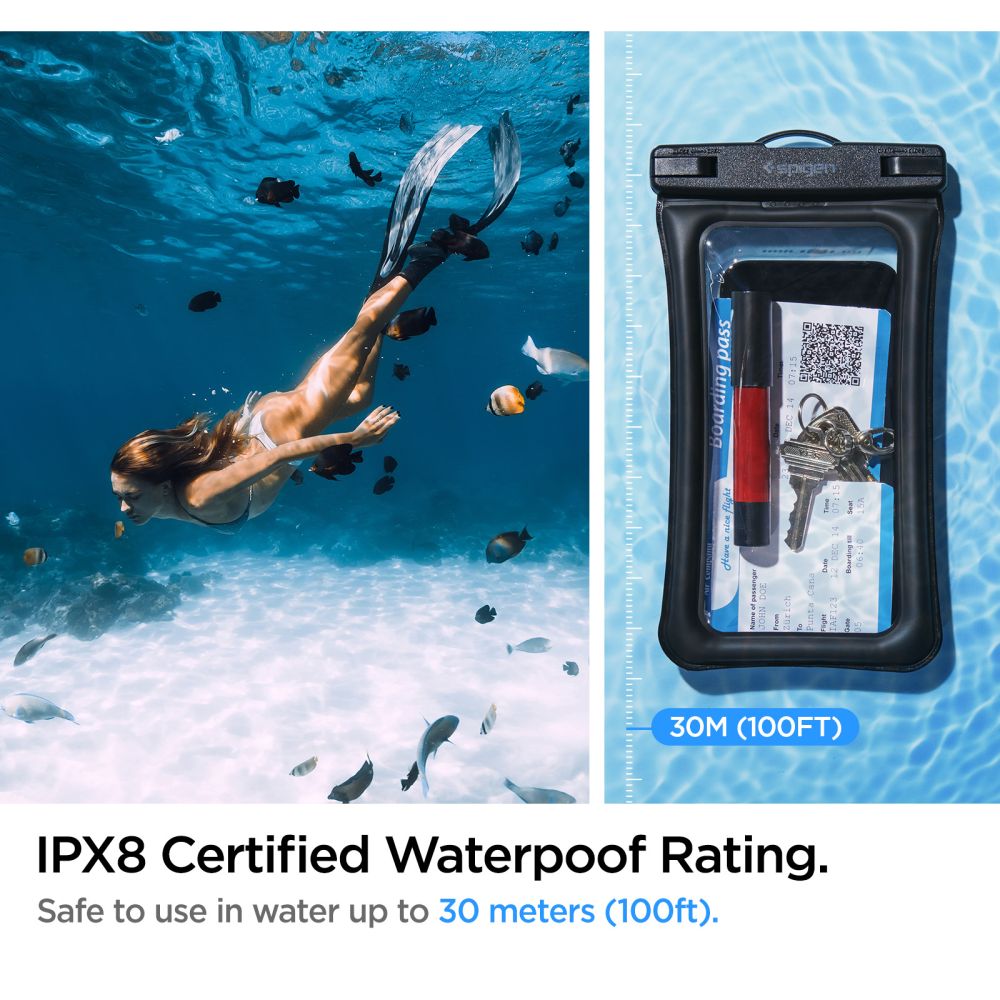 WASSERDICHTE HÜLLE SPIGEN A610 UNIVERSAL WASSERDICHTE SCHWIMMHÜLLE SCHWARZ