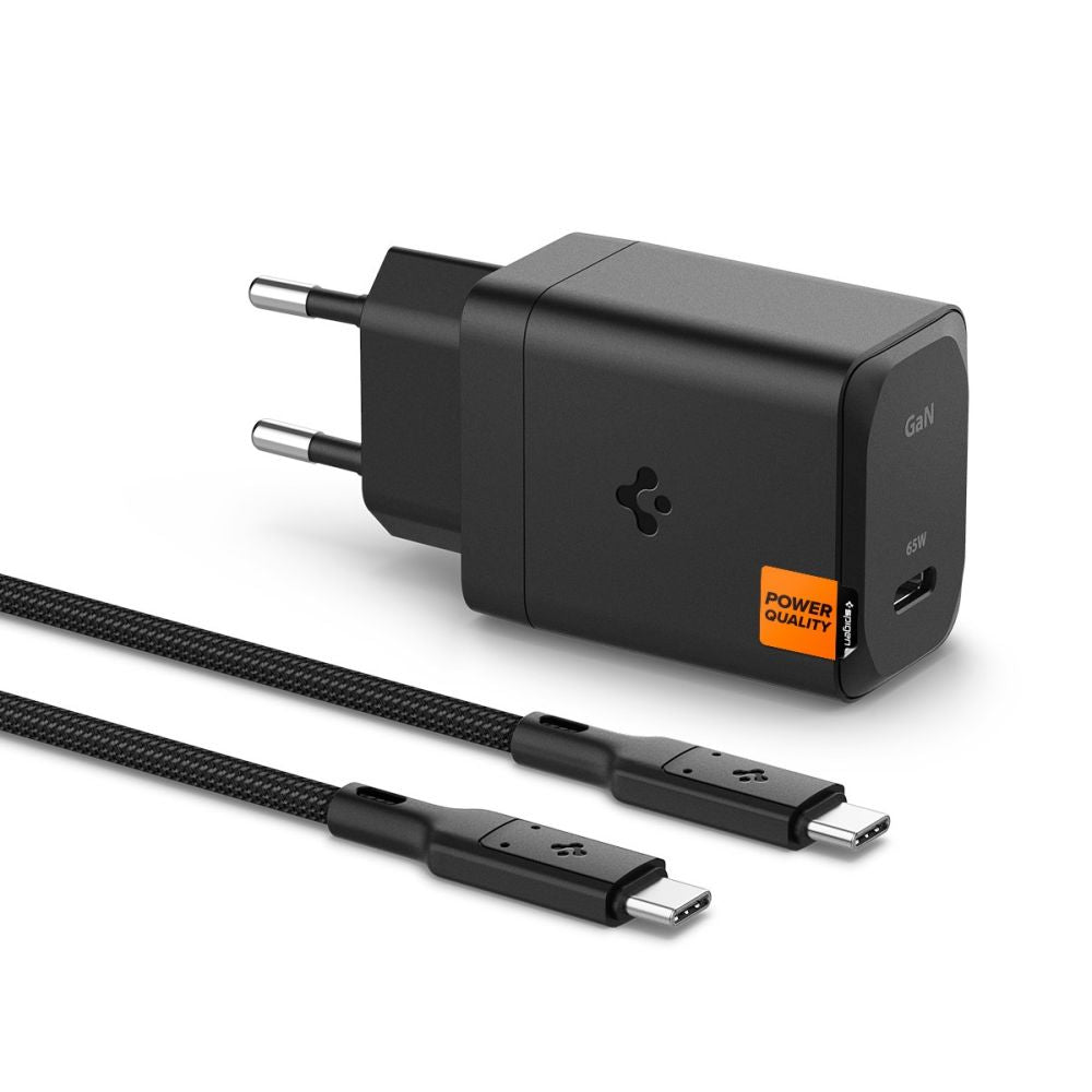 SPIGEN ARCSTATION PRO GAN-651 1-PORT NETZLADEGERÄT 65W + TYPE-C KABEL SCHWARZ