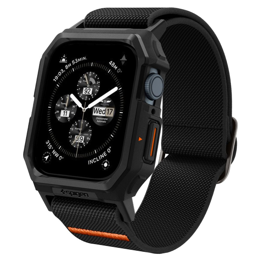 ARMBAND MIT SCHUTZHÜLLE FÜR APPLE WATCH 4 / 5 / 6 / 7 / 8 / 9 / SE 44 / 45 MM SPIGEN LITE FIT "PRO" MATTE SCHWARZ