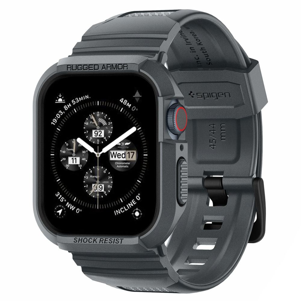 REMEN SPIGEN RUGGED ARMOR "PRO" APPLE WATCH 4 / 5 / 6 / 7 / 8 / 9 / SE (44 / 45 MM) DUNKELGRAU