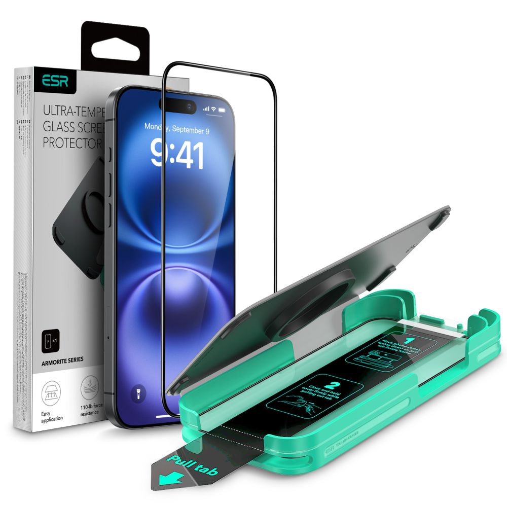 ESR ARMORITE IPHONE 16 SCHWARZ HARTGLAS